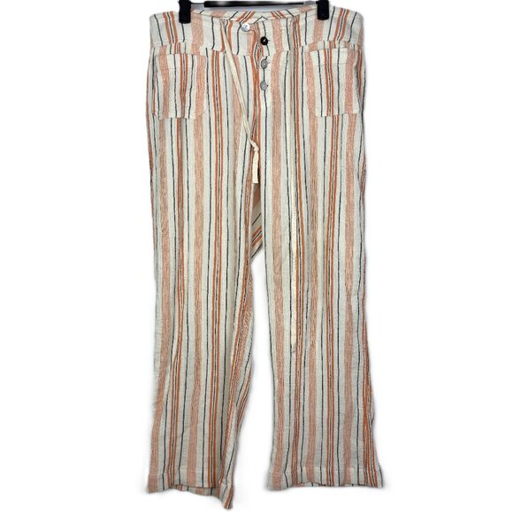 Sundance Gigi Cotton Wide Leg Woven Pants Orange Stripe XS - Picture 1 of 7